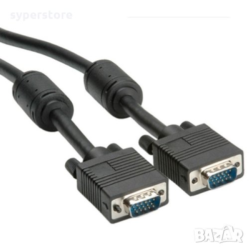 Кабел VGA - VGA 10м, Черен Digital One SP01269 Висококачествен кабел с два феритни филтъра и DDC, снимка 1