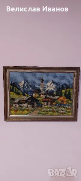 Стар гоблен с вълнени конци.Планинска приказка. Внос Белгия. Без забележка., снимка 1