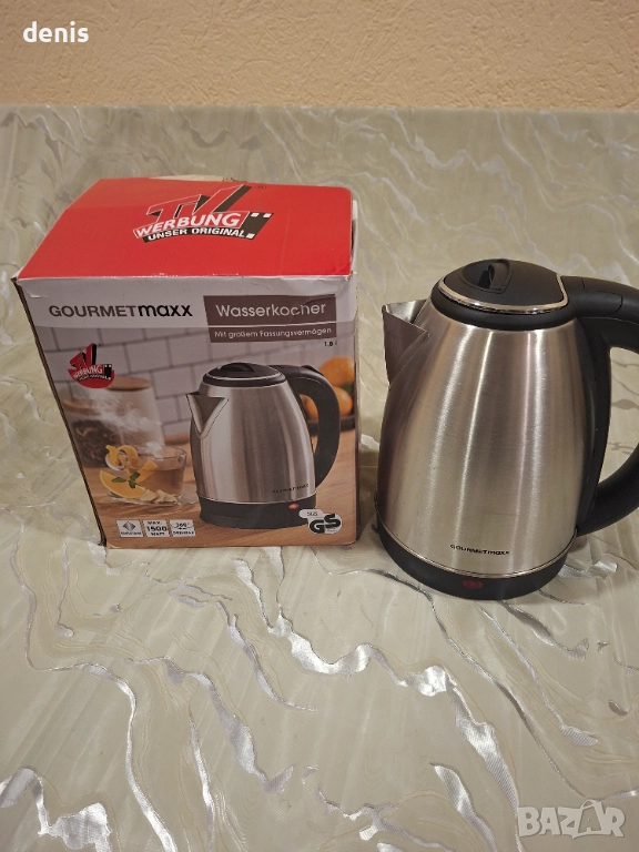 Електрическа кана GOURMETmaxx - 1.8 л - неръждаема стомана, снимка 1