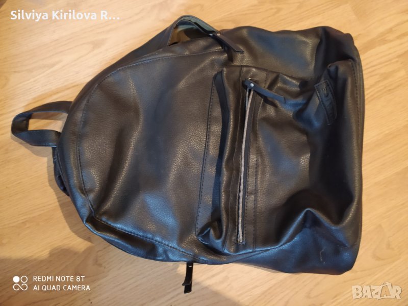 Черна кожена раница Venice, снимка 1