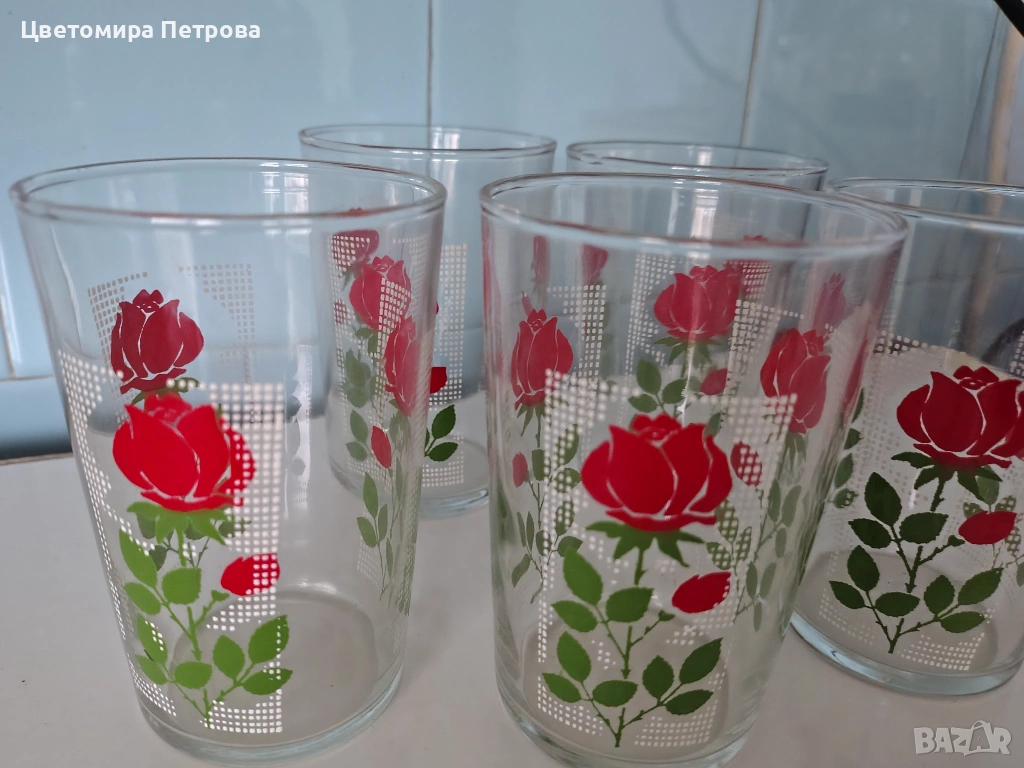 Ръчно рисувани чаши за вода и сок , снимка 1