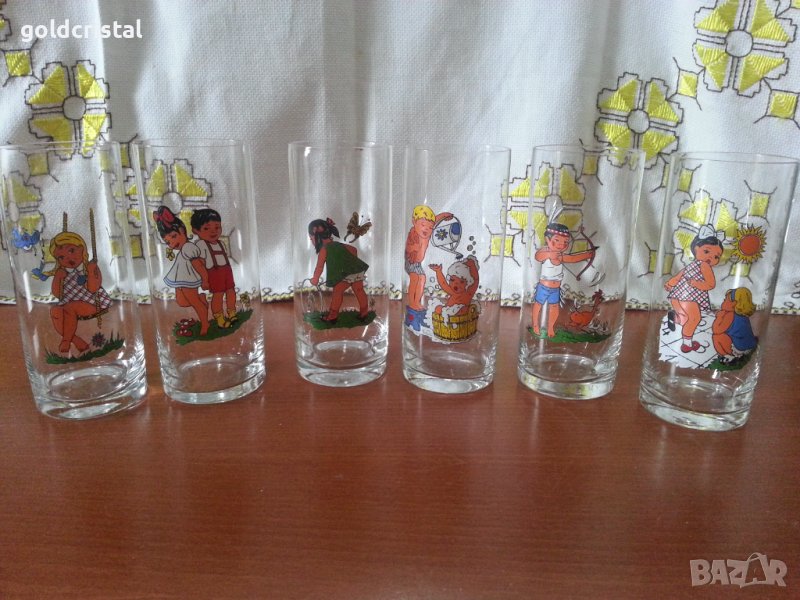 Ретро стъклени чаши с детски мотиви , снимка 1