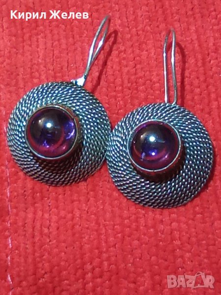 СТАРИ СРЕБЪРНИ СТИЛНИ ВИНТИДЖ АРТ ОБЕЦИ с ЦВЕТНО ВЕНЕЦИАНСКО СТЪКЛО КРИСТАЛ МУРАНО 27218, снимка 1