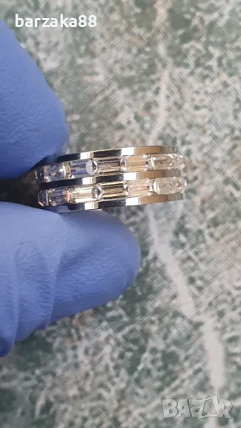 Стоманен пръстен Халка с камъни, снимка 1