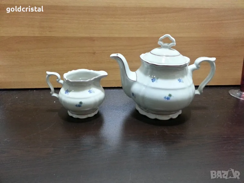 Стар български порцелан чайник и латиера , снимка 1