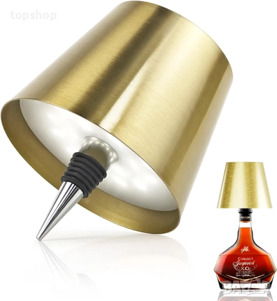 Нови различни цветове MULIN Акумулаторна лампа за бутилки с тъчскрийн, безжична, димируема, 3 LED..., снимка 1