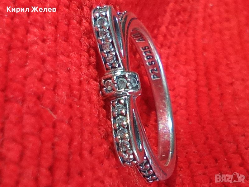 PANDORA Скъпоценен СРЕБЪРЕН ПРЪСТЕН ПАНДЕЛКА РОДИРАНО СРЕБРО Маркиран P2 S 925 ALE 48 ПАНДОРА 32377 , снимка 1