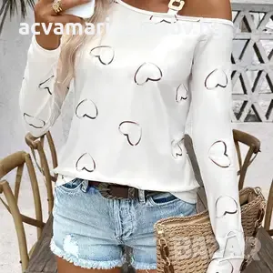 Нова бяла блуза с принт на сърца  р- ХХЛ, снимка 1