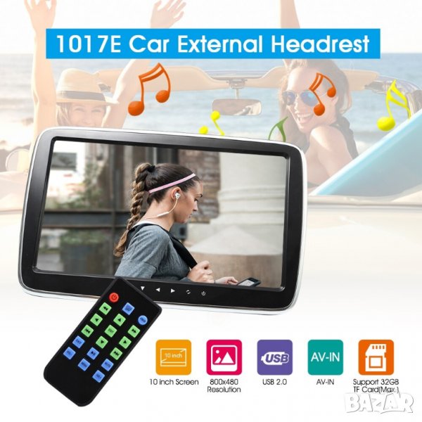 Многофункционален Монитор за кола 10.1 инча HD TFT LCD Color Monitor / Вграждане на седалката, снимка 1