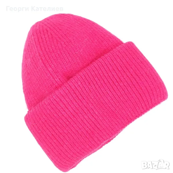 Плетена дамска зимна шапка в розов цикламен цвят-Ангора Код на продукта:DASH-001-8, снимка 1