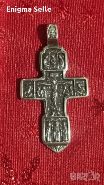 Голям православен сребърен кръст , снимка 1