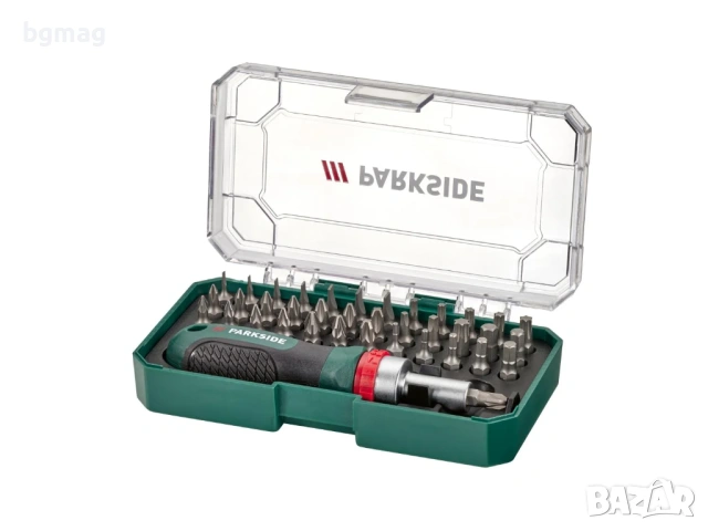 PARKSIDE комплект отвертка с тресчотъчен механизъм и битове за-38 части
