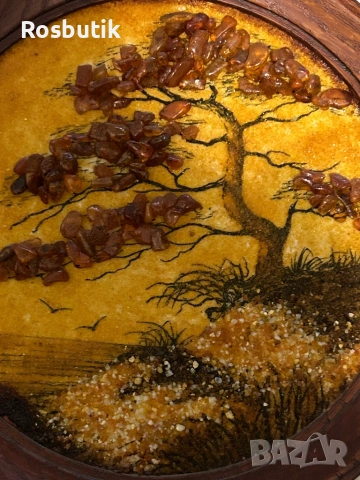 Антикварна съветска картина от натурален  балтийски кехлибар - коняк , снимка 3 - Антикварни и старинни предмети - 53326761