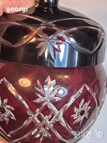 кристална захарница Bohemia рубинен кристал 29/3, снимка 5 - Аксесоари за кухня - 52294081