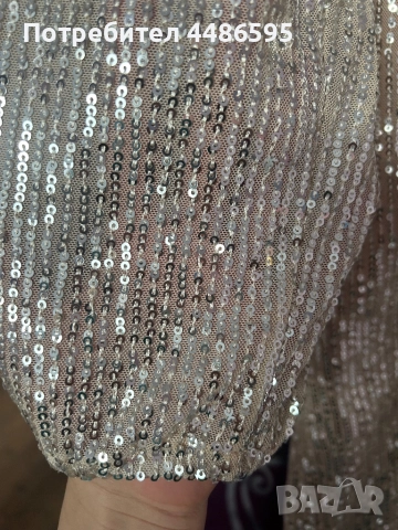 Златиста рокля с пайети, снимка 4 - Рокли - 52661852
