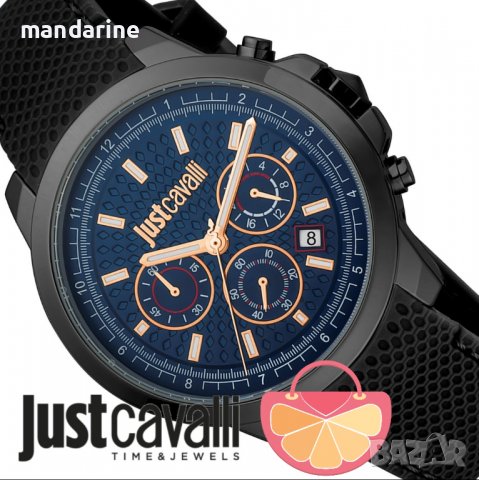 JUST CAVALLI 🍊 Мъжки часовник с хронограф "BLACK BLUE & GOLD" нов с кутия и 2г гаранция, снимка 6 - Мъжки - 39944823