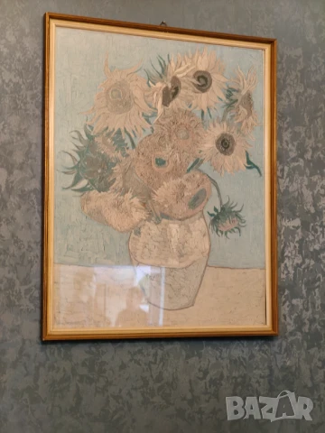 Картина слънчогледи стъкло 