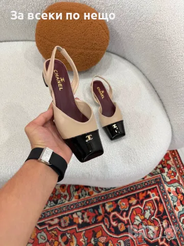 Chanel Елегантни Дамски Обувки На Нисък Ток С Каишка И Квадратна Форма На Пръстите-5 Цв. Код SEM-777