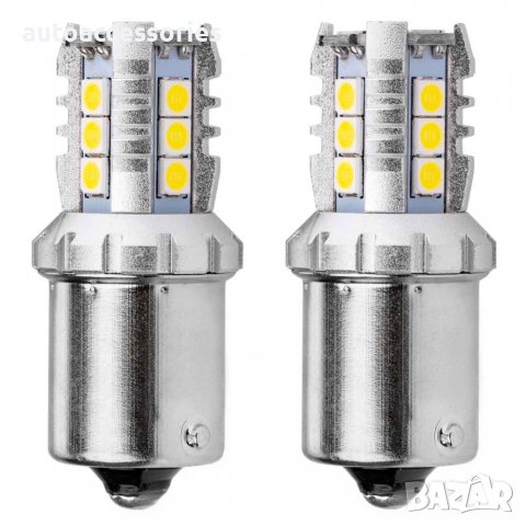 3000053467 Крушки диодни LED CANBUS 3030 16SMD 1156 BA15S P21W R10W R5W Бял 12V / 24V 2бр 02796, снимка 1
