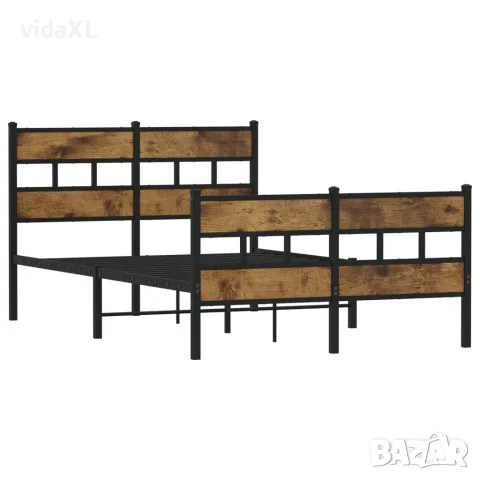 vidaXL Метална рамка за легло, без матрак, опушен дъб, 120x200 см, снимка 3 - Спални и легла - 56147478