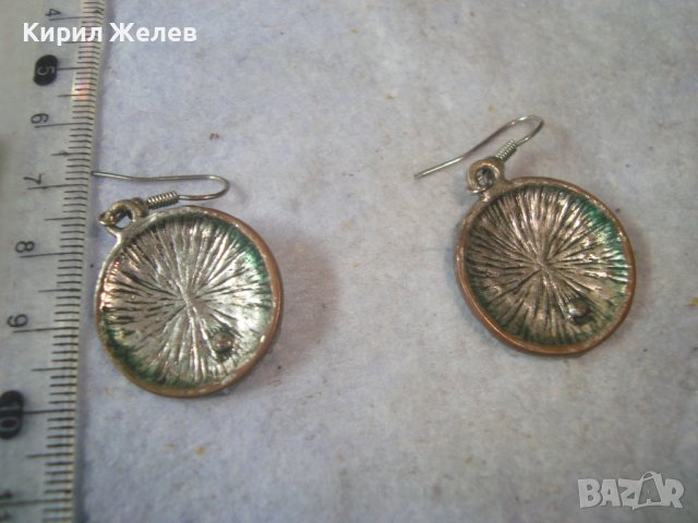 СТАРИ ПОСРЕБРЕНИ ЕМАЙЛИРАНИ КРИСТАЛНИ ВИНТИДЖ АРТ ОБЕЦИ 31360, снимка 2 - Обеци - 38065569