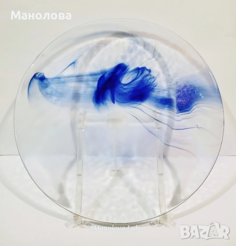 Винтидж стъклени чинии Bormioli Rocco Murano Blue Swirl, снимка 8 - Други ценни предмети - 52960399