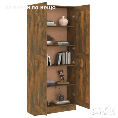 Шкаф за книги, опушен дъб, 82,5x30,5x185,5 см, инженерно дърво Код P173, снимка 5 - Шкафове - 49455580