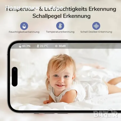 jeeber 2.5K/4MP бебефон с камера - няма огран на разстоянието,наблюдавайте бебето си навсякъде, снимка 8 - Бебефони - 49203192