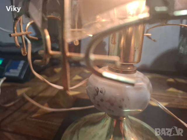 Порцеланови руски съветски нощни лампи вълшебни три позиционни витраж, снимка 15 - Настолни лампи - 51091322