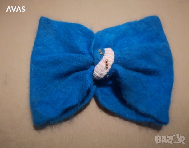 Нова лента за глава от натурална ангора синя