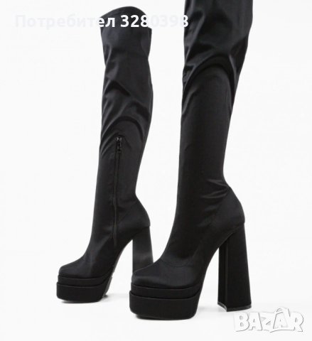 Дамски парти чизми/ботуши над коляното на висок ток и платформа, снимка 7 - Дамски ботуши - 42627265