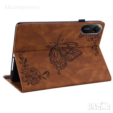 Xiaomi Redmi Pad 2 -Кожен калъф с Протектор, Дизайн Пеперуда/ Цвете, Стойка и Държач за писалка (Зел, снимка 9 - Калъфи, кейсове - 52116974