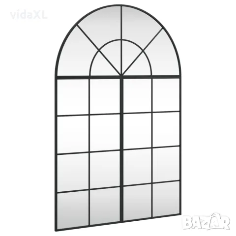vidaXL Стенно огледало, черно, 80x120 см, арка, желязо