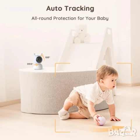 НОВ WiFi Бебефон висок клас BOIFUN 5 инча, Син, за момче, снимка 8 - Бебефони - 50555760