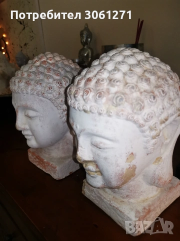 Две красиви антик бюст глава на Буда - ръчно изработени