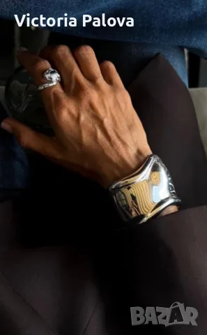 Модерна широка гривна Франция, снимка 5 - Гривни - 48865850