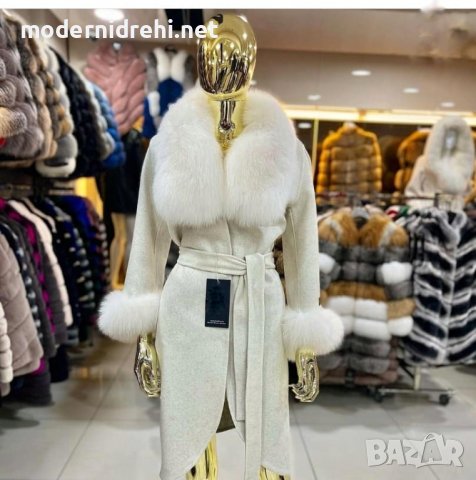 Дамско луксозно палто кашмир вълна и лисица код 316, снимка 1 - Палта, манта - 39712698