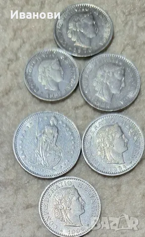 Монети Швейцария , снимка 2 - Нумизматика и бонистика - 48483331