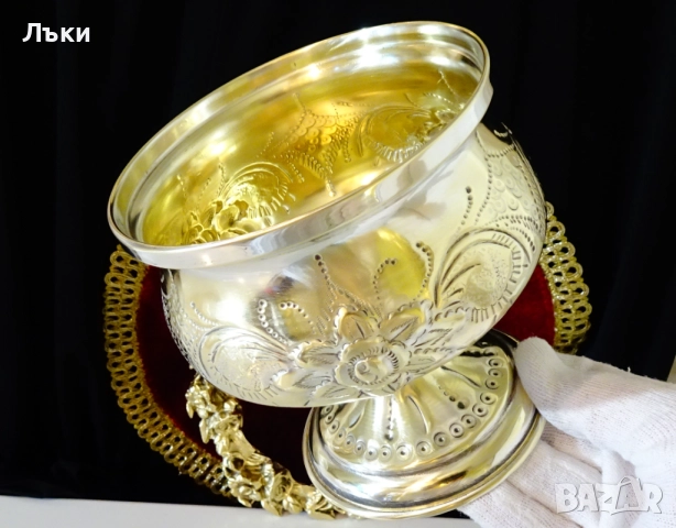 Приказен викториански бронзов бокал за вино 600 мл. , снимка 3 - Антикварни и старинни предмети - 52515171