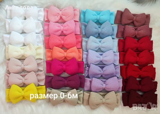 Лента за глава с панделка, размер 0-6м и 6-12м , снимка 2 - Бебешки шапки - 42426822