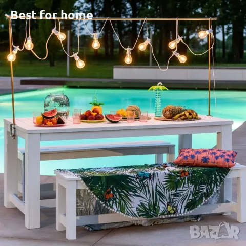 5M Външни гирлянди E27 10 фасунги 5 метра, снимка 5 - Друга електроника - 50392988