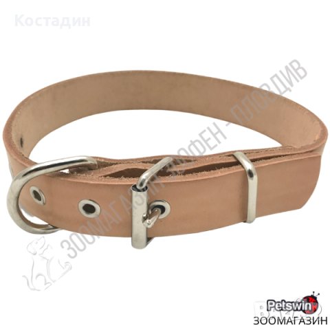 Усилен Нашийник за Куче - Естествена Кожа - Кафяв цвят - 8 размера