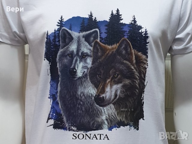 Нова мъжка тениска с трансферен печат Два вълка, Серия вълци, снимка 2 - Тениски - 29104380
