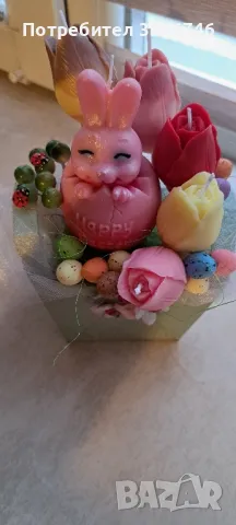 Великденски букет от соеви свещи. , снимка 2 - Други - 49574178