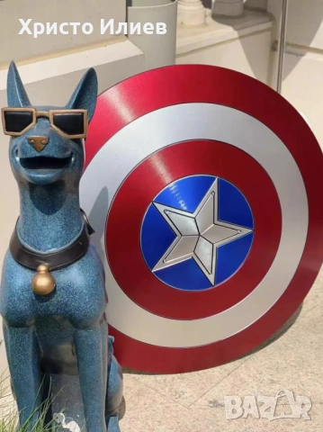  Щит на Капитан Америка Captain America 60см реалистичен модел, снимка 4 - Други - 53221929