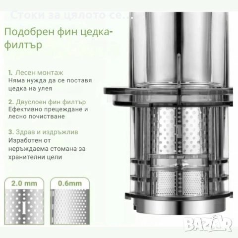 Сокоизстисквачка AMZCHEF 180W , снимка 3 - Сокоизстисквачки и цитрус преси - 52413097