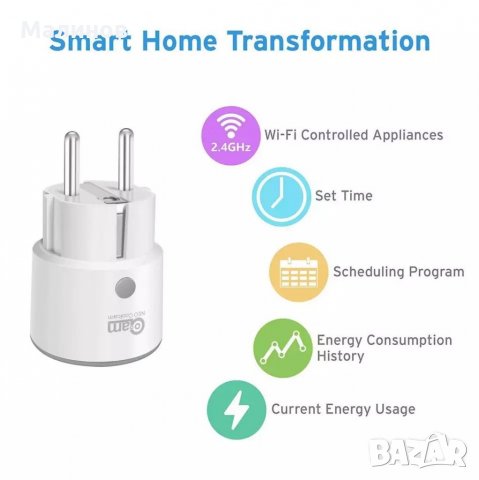 Най-компактия Wifi smart контакт/Таймер контакт с електромер на пазара , снимка 2 - Други стоки за дома - 31642593