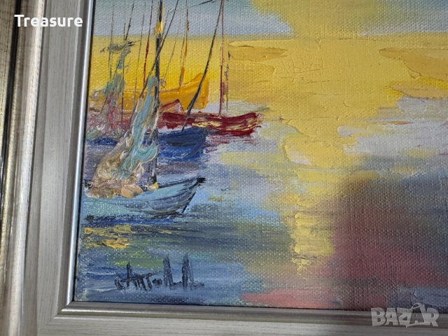 Маслена картина Слънчевият пристан, Анелия Тодорова, снимка 7 - Картини - 52266454