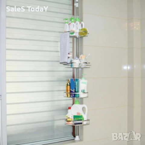 Рафт за баня, Многоъгълен рафт и органайзер за баня и кухня, снимка 6 - Органайзери - 33262319