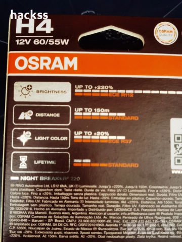 Крушки H4 Osram Night Breaker 220, снимка 2 - Аксесоари и консумативи - 52097437